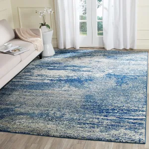 SAFAVIEH Area Rug 8x10 - Evoke Collection - Large - Navy & Ivory, Modern Abstract Design, Non-Shedding & Easy Cleaning, Ideal for Living Room, Bedroom, Office, Dining Space (EVK272A)