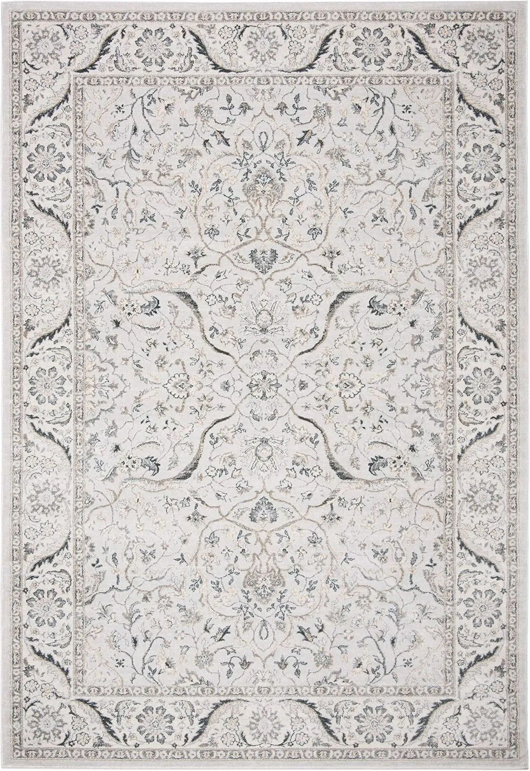 SAFAVIEH Area Rug 8x10 - Isabella Collection - Large - Light Grey & Cream, Oriental Design, Non-Shedding & Easy Cleaning, Ideal for Living Room, Bedroom, Office, Dining Space (ISA912F)