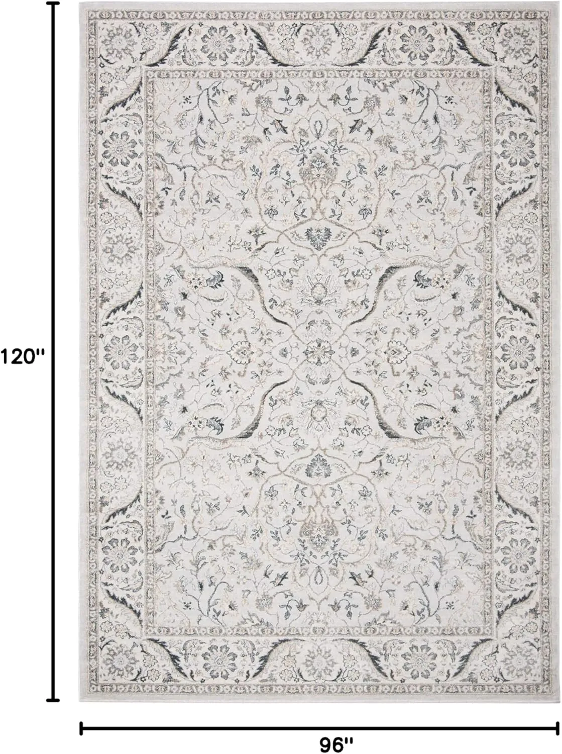 SAFAVIEH Area Rug 8x10 - Isabella Collection - Large - Light Grey & Cream, Oriental Design, Non-Shedding & Easy Cleaning, Ideal for Living Room, Bedroom, Office, Dining Space (ISA912F)