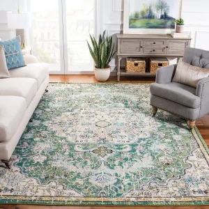 SAFAVIEH Area Rug 8x10 - Madison Collection - Large - Green & Turquoise, Boho Chic Medallion Distressed Design, Non-Shedding & Easy Cleaning, Ideal for Living Room, Bedroom, Dining Space (MAD447Y)