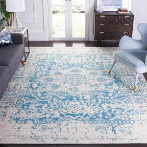 SAFAVIEH Area Rug 8x10 - Madison Collection - Large - Teal & Ivory, Snowflake Medallion Distressed Design, Non-Shedding & Easy Cleaning, Ideal for Living Room, Bedroom, Office, Dining Space (MAD603J)