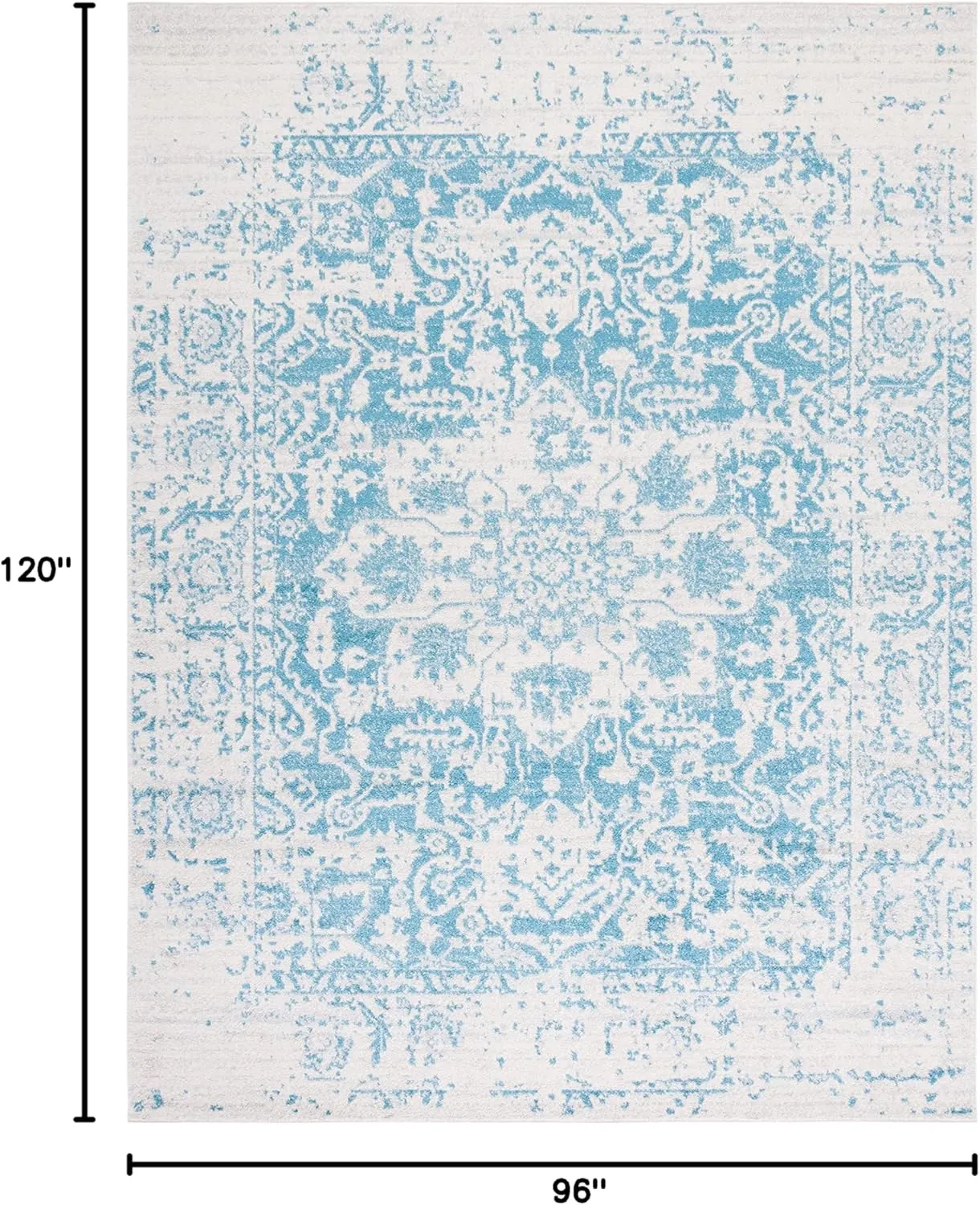 SAFAVIEH Area Rug 8x10 - Madison Collection - Large - Teal & Ivory, Snowflake Medallion Distressed Design, Non-Shedding & Easy Cleaning, Ideal for Living Room, Bedroom, Office, Dining Space (MAD603J)