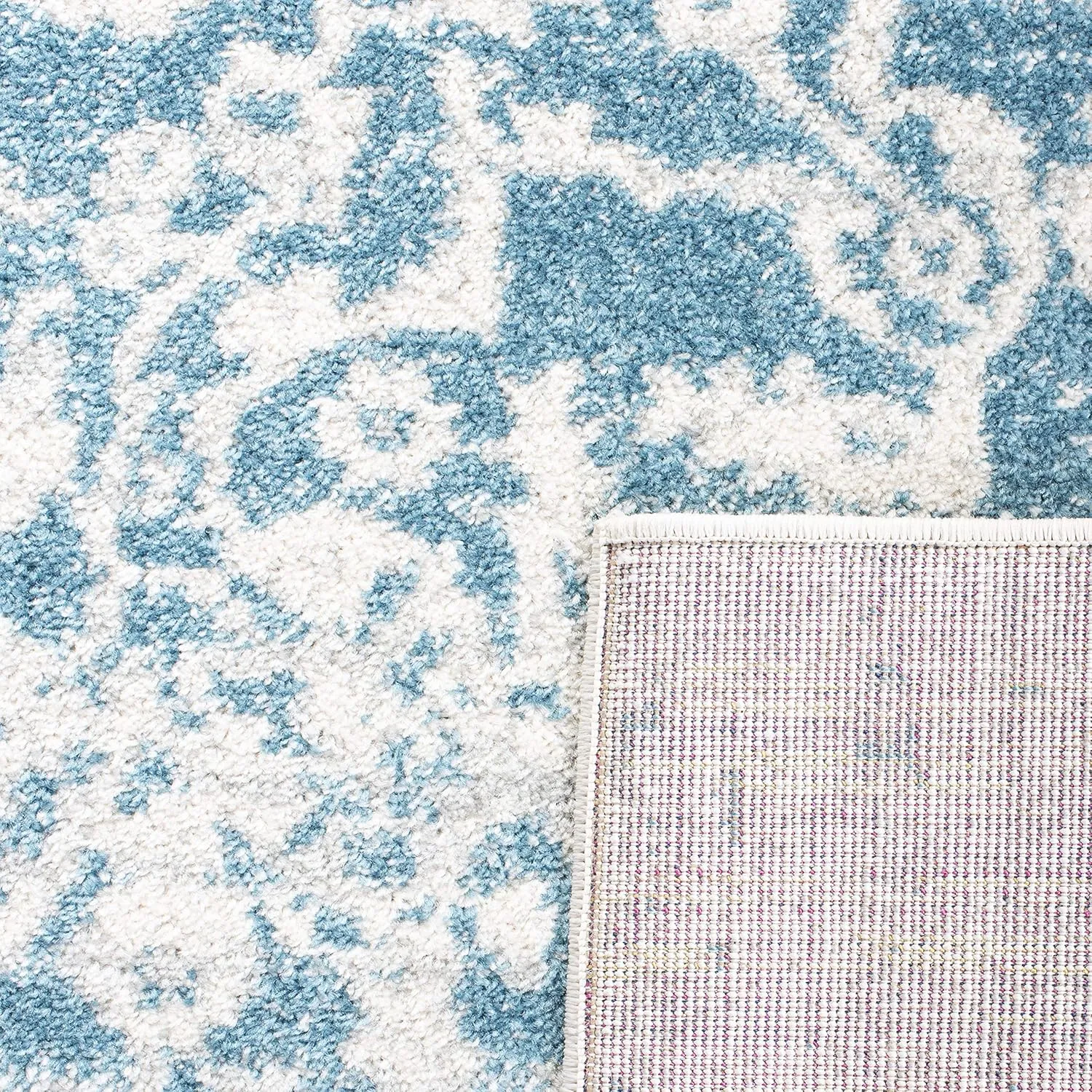 SAFAVIEH Area Rug 8x10 - Madison Collection - Large - Teal & Ivory, Snowflake Medallion Distressed Design, Non-Shedding & Easy Cleaning, Ideal for Living Room, Bedroom, Office, Dining Space (MAD603J)