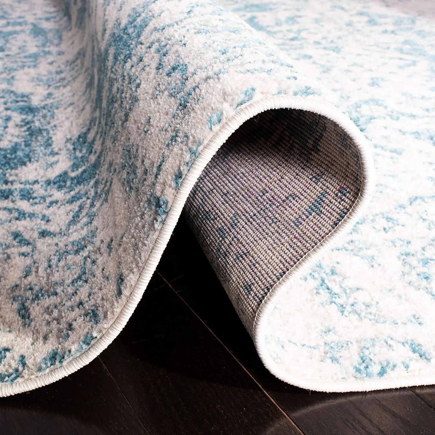 SAFAVIEH Area Rug 8x10 - Madison Collection - Large - Teal & Ivory, Snowflake Medallion Distressed Design, Non-Shedding & Easy Cleaning, Ideal for Living Room, Bedroom, Office, Dining Space (MAD603J)