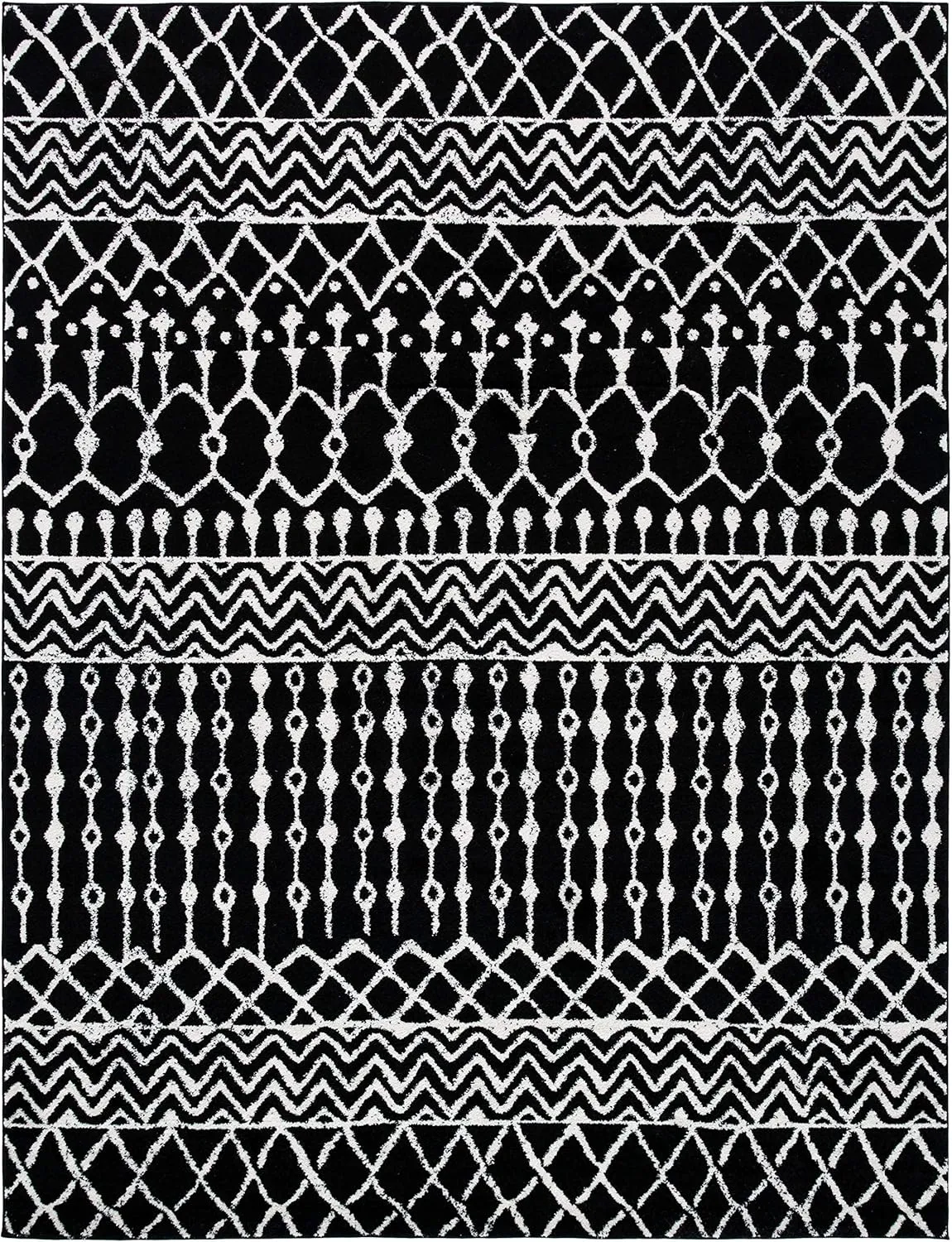 SAFAVIEH Area Rug 8x10 - Tulum Collection - Large - Black & Ivory, Moroccan Boho Distressed Design, Non-Shedding & Easy Cleaning, Ideal for Living Room, Bedroom, Office, Dining Space (TUL270Z)