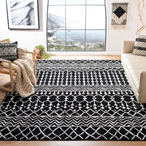 SAFAVIEH Area Rug 8x10 - Tulum Collection - Large - Black & Ivory, Moroccan Boho Distressed Design, Non-Shedding & Easy Cleaning, Ideal for Living Room, Bedroom, Office, Dining Space (TUL270Z)