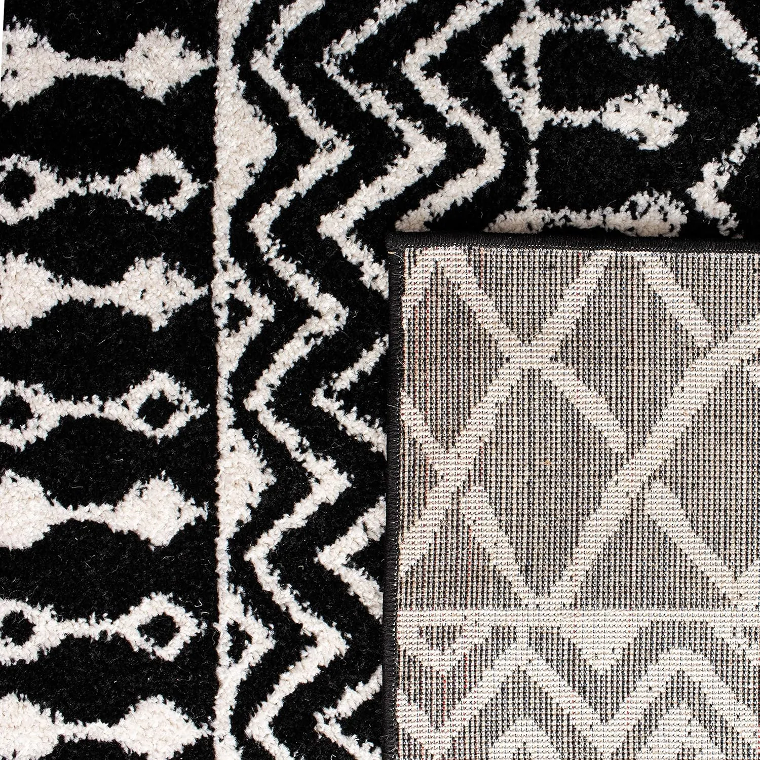 SAFAVIEH Area Rug 8x10 - Tulum Collection - Large - Black & Ivory, Moroccan Boho Distressed Design, Non-Shedding & Easy Cleaning, Ideal for Living Room, Bedroom, Office, Dining Space (TUL270Z)