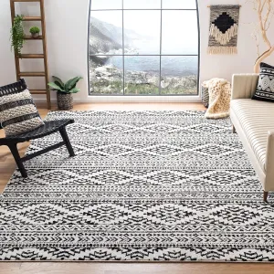 SAFAVIEH Area Rug 8x10 - Tulum Collection - Large - Ivory & Black, Moroccan Boho Tribal Design, Non-Shedding & Easy Cleaning, Ideal for Living Room, Bedroom, Office, Dining Space (TUL272B)