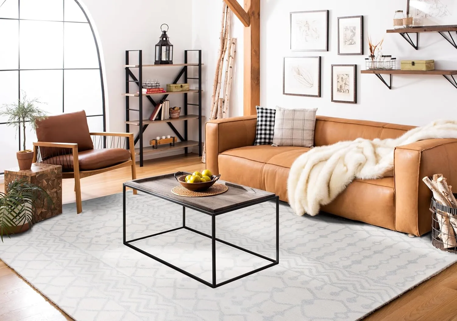 SAFAVIEH Area Rug 8x10 - Tulum Collection - Large - Ivory & Light Grey, Moroccan Boho Distressed Design, Non-Shedding & Easy Cleaning, Ideal for Living Room, Bedroom, Office, Dining Space (TUL270D)