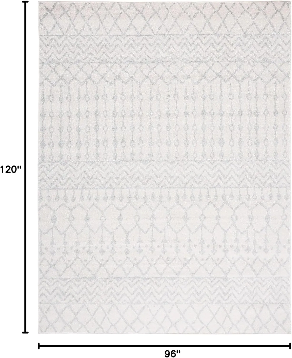 SAFAVIEH Area Rug 8x10 - Tulum Collection - Large - Ivory & Light Grey, Moroccan Boho Distressed Design, Non-Shedding & Easy Cleaning, Ideal for Living Room, Bedroom, Office, Dining Space (TUL270D)