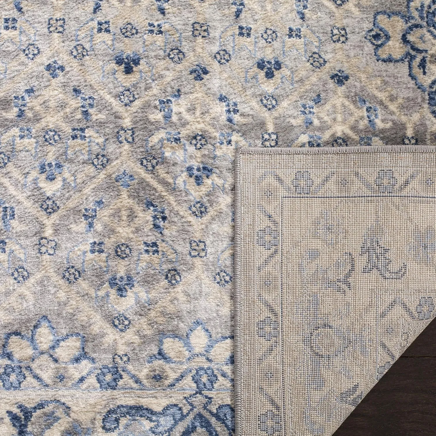 SAFAVIEH Brentwood Collection 2' x 8' Light Grey/Blue BNT869G Oriental Distressed Non-Shedding Living Room Entryway Foyer Hallway Bedroom Runner Rug