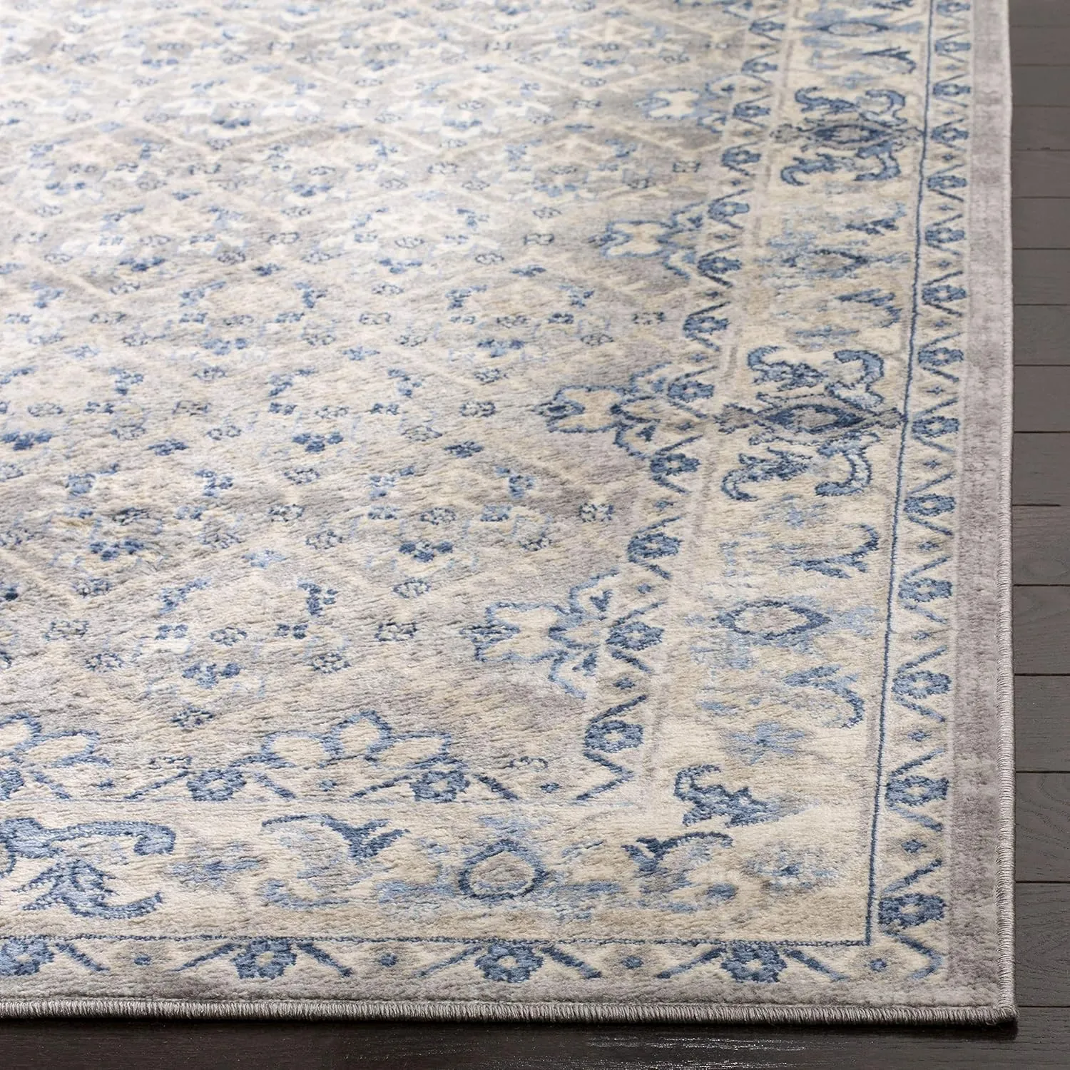 SAFAVIEH Brentwood Collection 2' x 8' Light Grey/Blue BNT869G Oriental Distressed Non-Shedding Living Room Entryway Foyer Hallway Bedroom Runner Rug