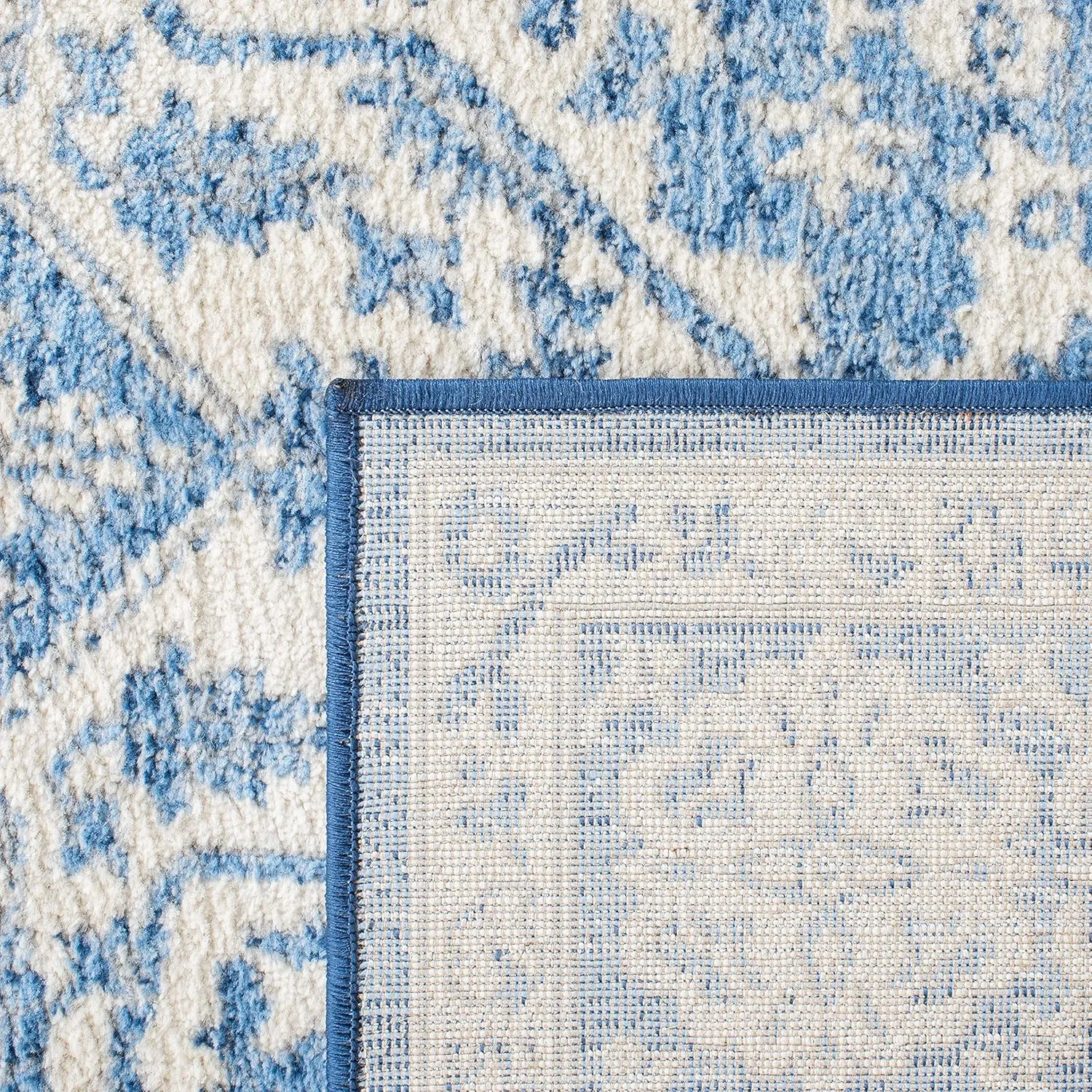SAFAVIEH Brentwood Collection Area Rug - 12' x 18', Ivory & Navy, Oriental Design, Stain Resistant, Ideal for High Traffic Areas in Living Room, Bedroom & Dining Room (BNT832A-1218)