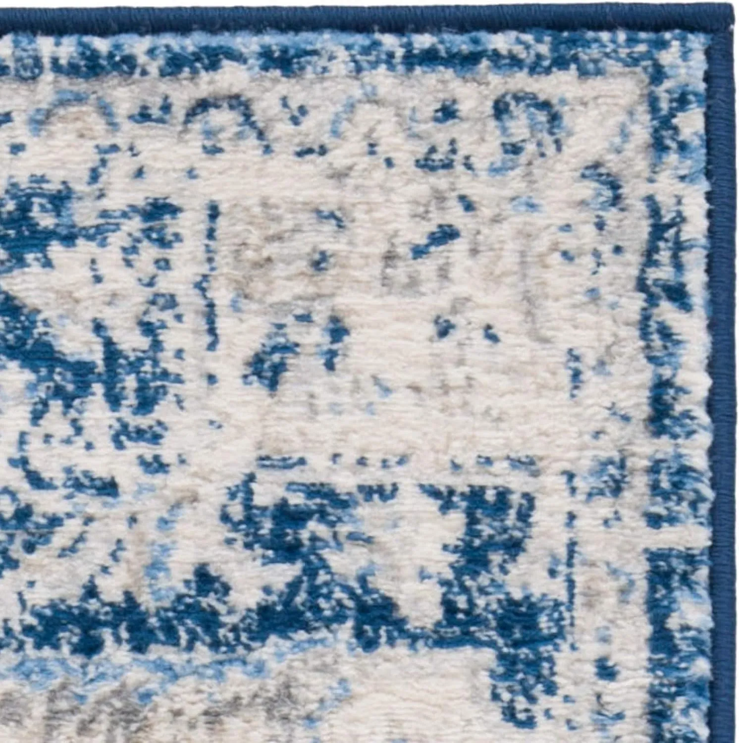 SAFAVIEH Brentwood Collection Area Rug - 8' x 10', Ivory & Navy, Medallion Distressed Design, Non-Shedding & Easy Care, Ideal for High Traffic Areas in Living Room, Bedroom (BNT865A)