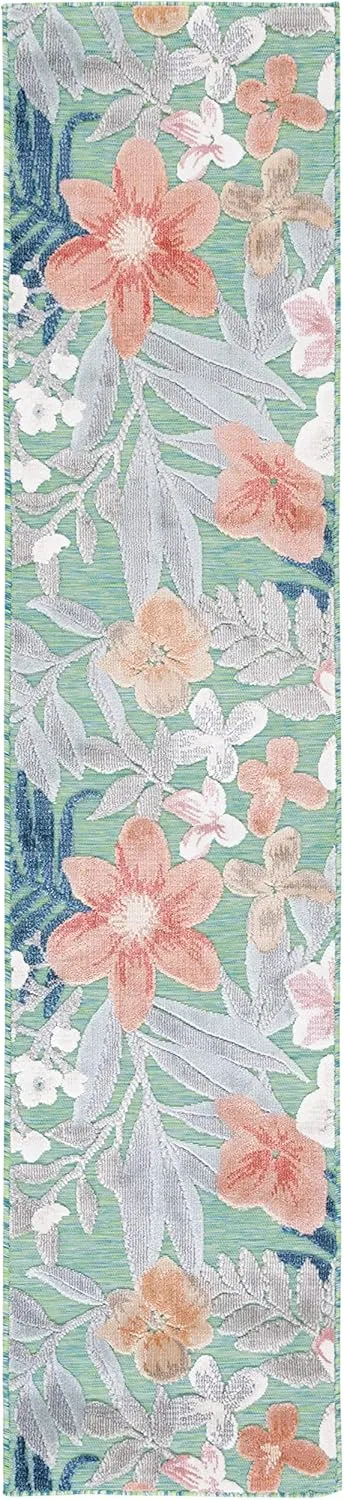 SAFAVIEH Cabana Collection Runner Rug - 2' x 10', Green & Rust, Indoor/Outdoor, Waterproof & Easy Cleaning, Ideal for Patio, Backyard, Mudroom (CBN454Y-210)