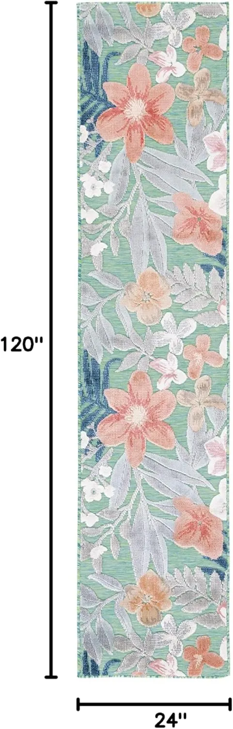 SAFAVIEH Cabana Collection Runner Rug - 2' x 10', Green & Rust, Indoor/Outdoor, Waterproof & Easy Cleaning, Ideal for Patio, Backyard, Mudroom (CBN454Y-210)