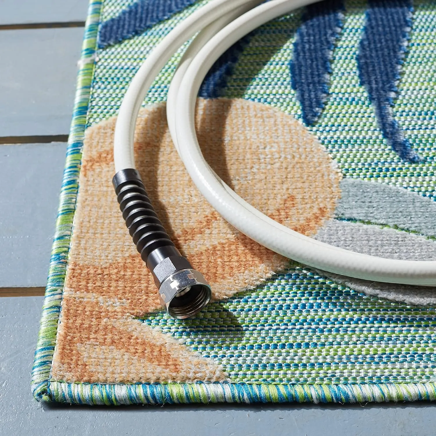 SAFAVIEH Cabana Collection Runner Rug - 2' x 10', Green & Rust, Indoor/Outdoor, Waterproof & Easy Cleaning, Ideal for Patio, Backyard, Mudroom (CBN454Y-210)