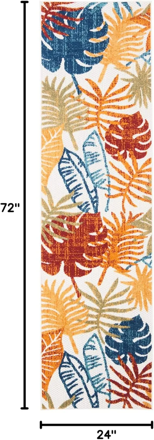 SAFAVIEH Cabana Collection Runner Rug - 2' x 6', Creme & Red, Botanical Design, Non-Shedding & Easy Care, Indoor/Outdoor & Washable-Ideal for Patio, Backyard, Mudroom (CBN831A)