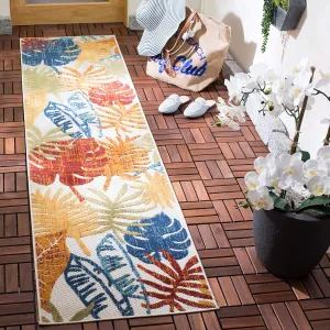 SAFAVIEH Cabana Collection Runner Rug - 2' x 6', Creme & Red, Botanical Design, Non-Shedding & Easy Care, Indoor/Outdoor & Washable-Ideal for Patio, Backyard, Mudroom (CBN831A)