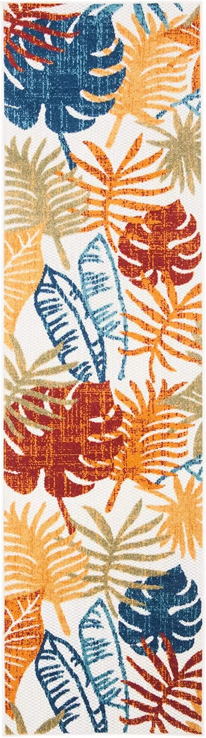 SAFAVIEH Cabana Collection Runner Rug - 2' x 6', Creme & Red, Botanical Design, Non-Shedding & Easy Care, Indoor/Outdoor & Washable-Ideal for Patio, Backyard, Mudroom (CBN831A)
