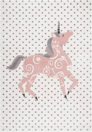 SAFAVIEH Carousel Kids Collection Accent Rug - 2' x 3', Ivory Grey & Pink, Non-Shedding & Easy Care, Ideal for High Traffic Areas for Boys & Girls in Playroom, Nursery, Bedroom (CRK163B)
