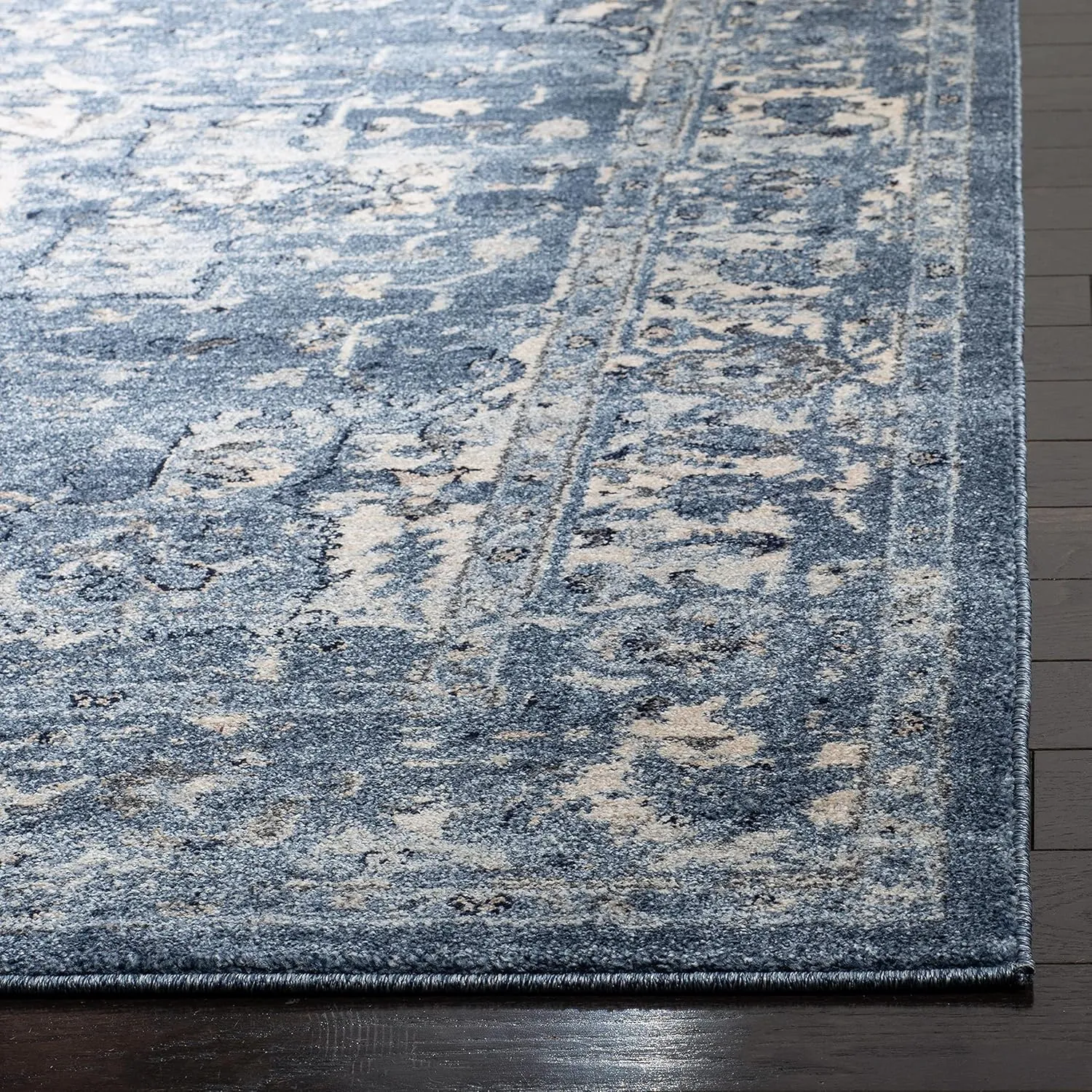SAFAVIEH Charleston Collection Area Rug - 3' x 5', Navy & Creme, Oriental Distressed Design, Ideal for High Traffic Areas in Living Room, Bedroom, Dining (CHL411N-3)