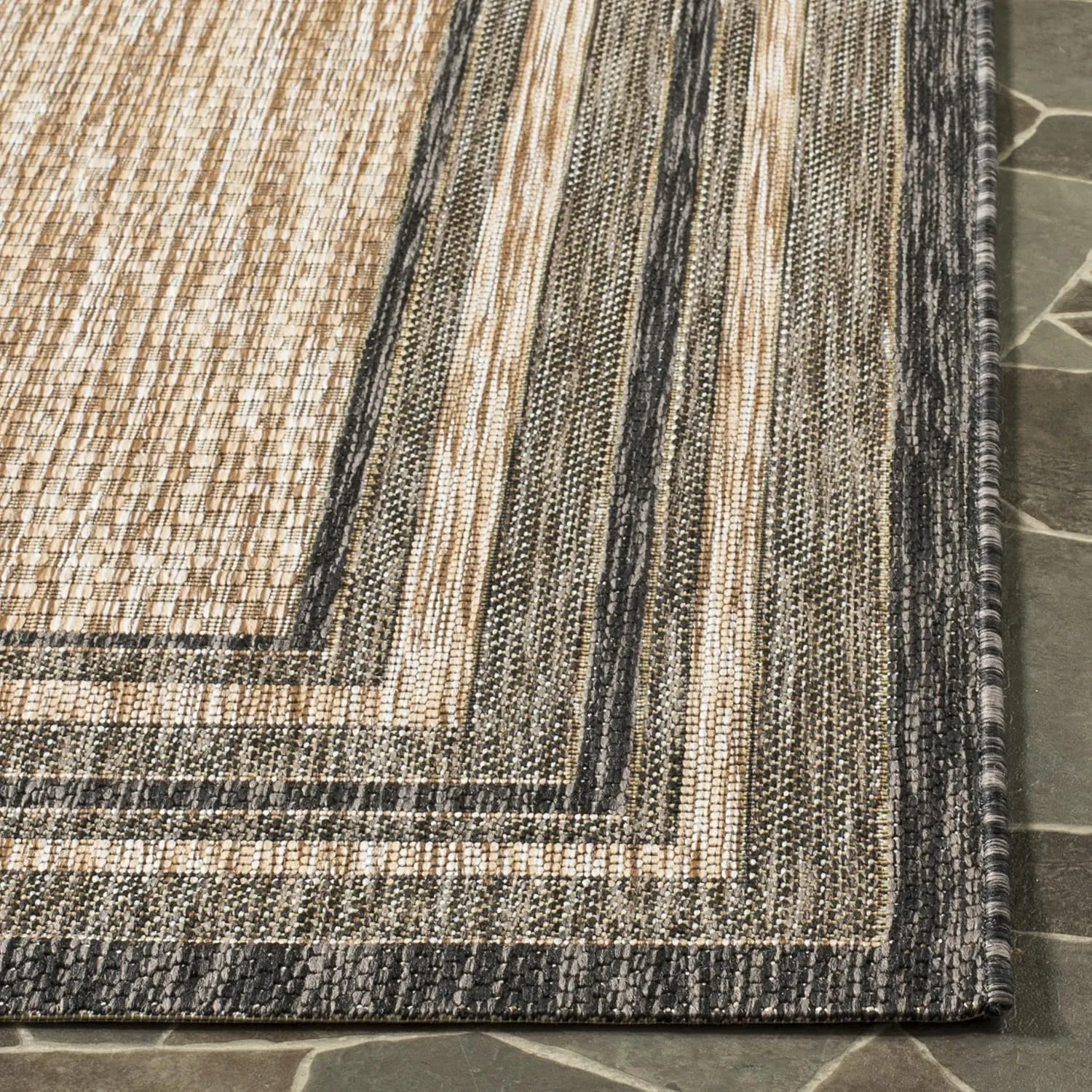 SAFAVIEH Courtyard Collection 2'3" x 8' Natural / Black CY8475 Indoor/ Outdoor-Waterproof Easy-Cleaning Patio Backyard Mudroom Runner-Rug