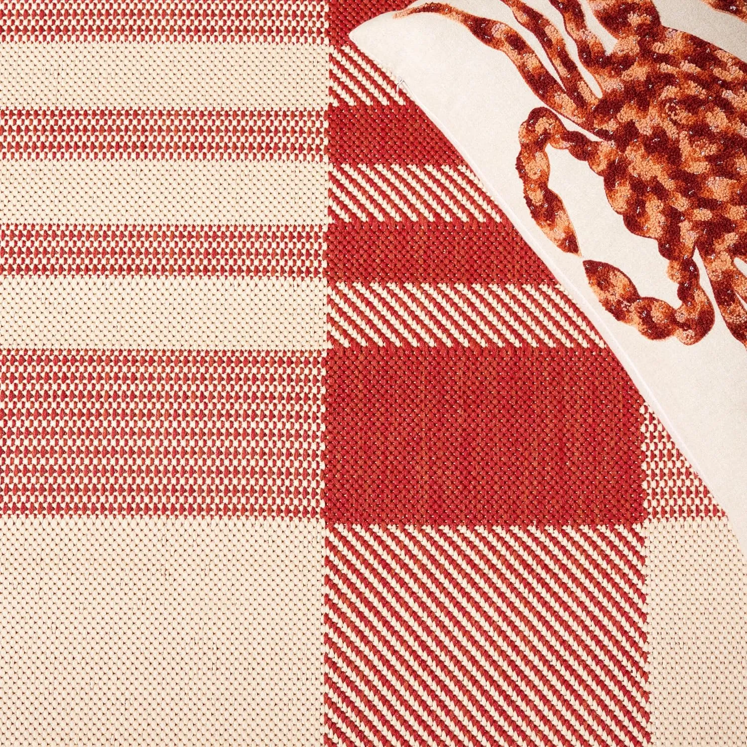 SAFAVIEH Courtyard Collection 5'3' x 7'7' Red/Bone CY6201 Plaid Indoor/ Outdoor Patio Backyard Mudroom Area Rug