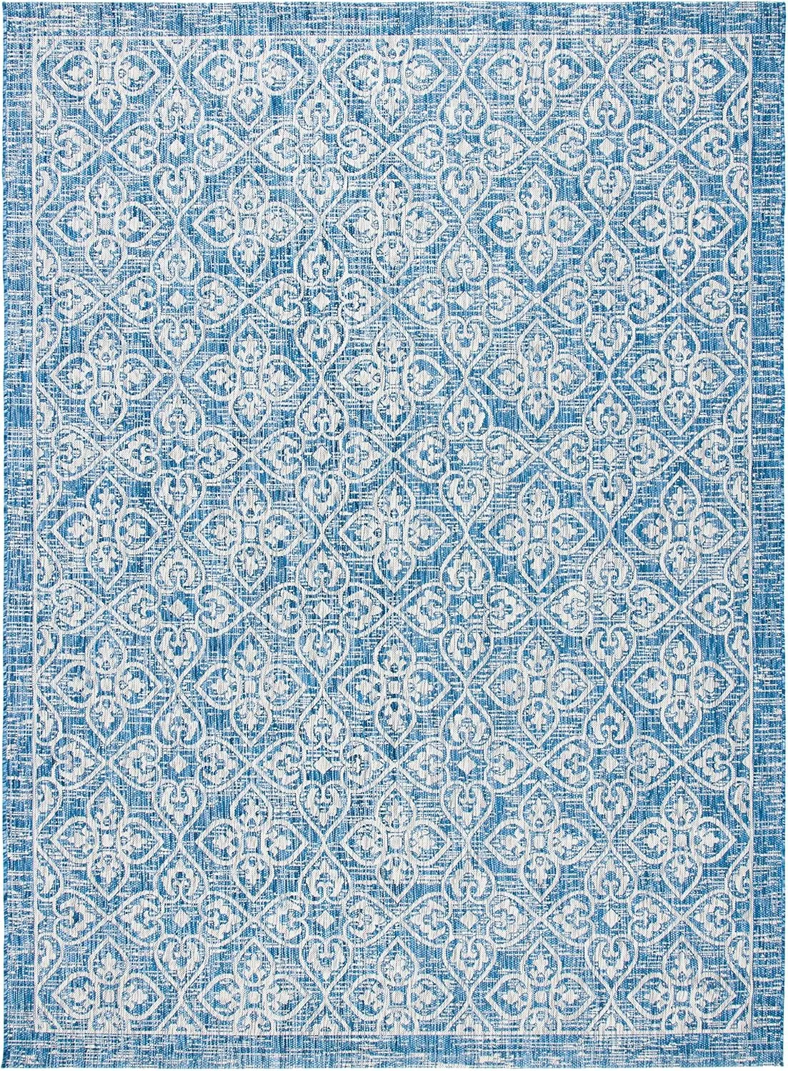 SAFAVIEH Courtyard Collection 8' x 11' Navy/Grey CY8066 Indoor/ Outdoor Waterproof Easy Cleaning Patio Backyard Mudroom Area Rug