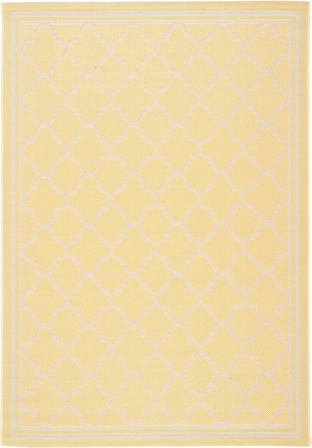 SAFAVIEH Courtyard Collection 9' x 12' Gold/Beige CY6918 Trellis Indoor/-Outdoor Waterproof Easy-Cleaning Patio Backyard Mudroom Area-Rug