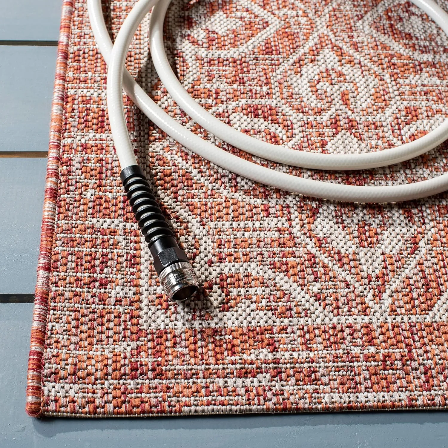 SAFAVIEH Courtyard Collection Area Rug - 5'3" x 7'7", Black & Light Grey, Non-Shedding & Easy Care, Indoor/Outdoor & Washable-Ideal for Patio, Backyard, Mudroom (CY8066-37621)