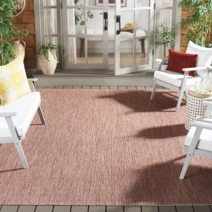 SAFAVIEH Courtyard Collection Area Rug - 9' x 12', Red & Beige, Non-Shedding & Easy Care, Indoor/Outdoor & Washable-Ideal for Patio, Backyard, Mudroom (CY8521-36521)