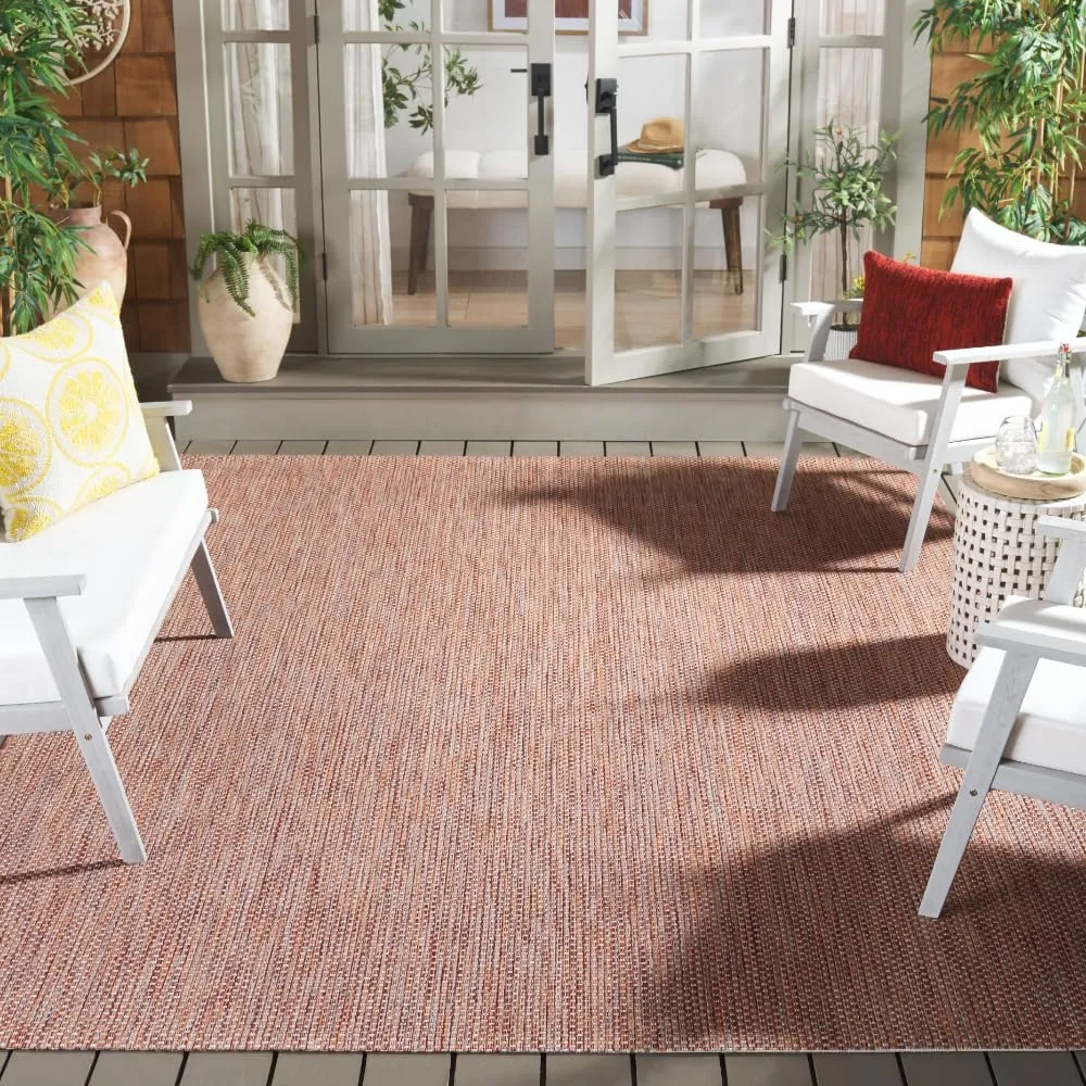 SAFAVIEH Courtyard Collection Area Rug - 9' x 12', Red & Beige, Non-Shedding & Easy Care, Indoor/Outdoor & Washable-Ideal for Patio, Backyard, Mudroom (CY8521-36521)