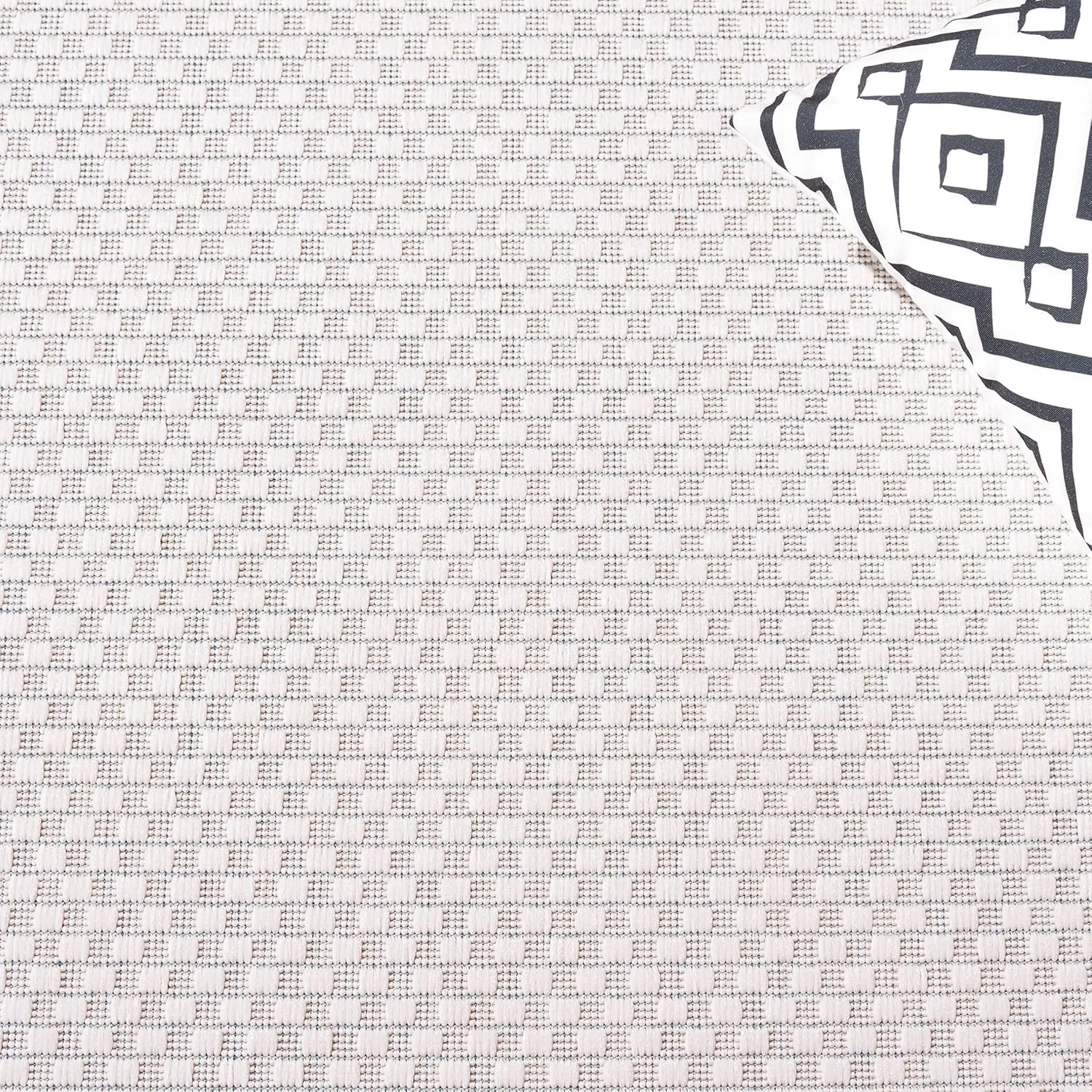 SAFAVIEH Courtyard Collection Runner Rug - 2'3" x 6'7", Ivory & Aqua, Geometric Pattern, Indoor/Outdoor & Washable, Ideal for Patio, Backyard, Mudroom (CY8475-53612-27)