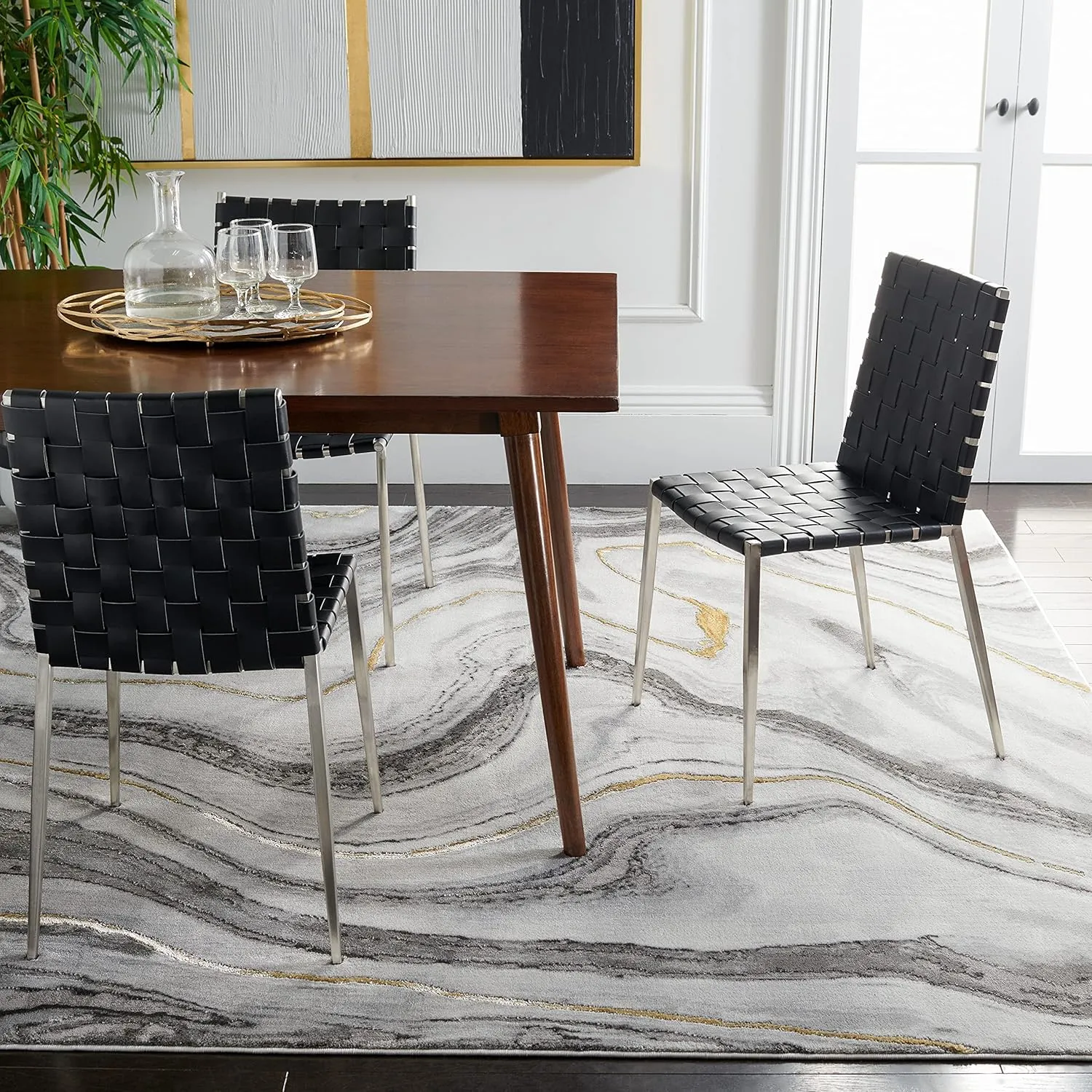 SAFAVIEH Craft Collection Area Rug - 6'7" x 9', Grey & Gold, Modern Abstract Design, Non-Shedding & Easy Care, Ideal for High Traffic Areas in Living Room, Bedroom (CFT819F)