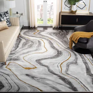 SAFAVIEH Craft Collection Area Rug - 6'7" x 9', Grey & Gold, Modern Abstract Design, Non-Shedding & Easy Care, Ideal for High Traffic Areas in Living Room, Bedroom (CFT819F)