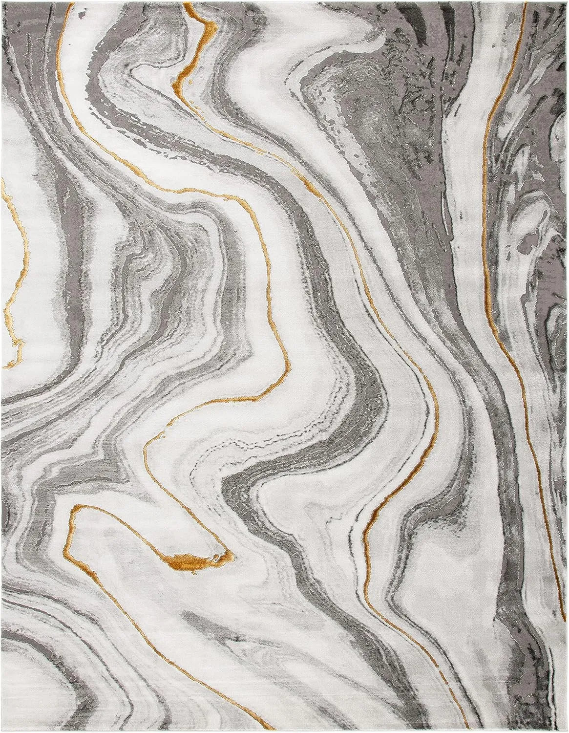 SAFAVIEH Craft Collection Area Rug - 6'7" x 9', Grey & Gold, Modern Abstract Design, Non-Shedding & Easy Care, Ideal for High Traffic Areas in Living Room, Bedroom (CFT819F)