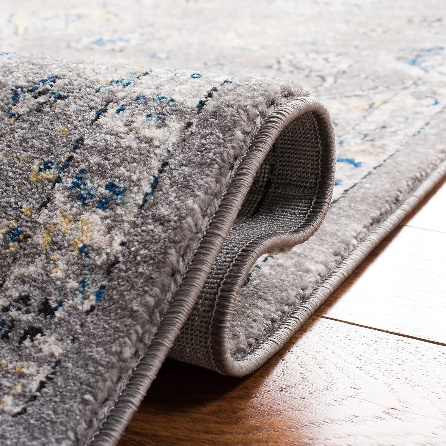 SAFAVIEH Evoke Collection 6'7" x 9' Dark Grey / Yellow EVK224G Boho Oriental Non-Shedding Living Room Bedroom Dining Home Office Area Rug