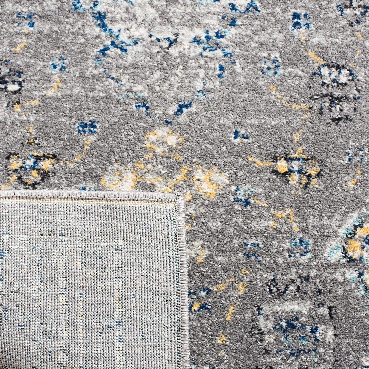SAFAVIEH Evoke Collection 6'7" x 9' Dark Grey / Yellow EVK224G Boho Oriental Non-Shedding Living Room Bedroom Dining Home Office Area Rug