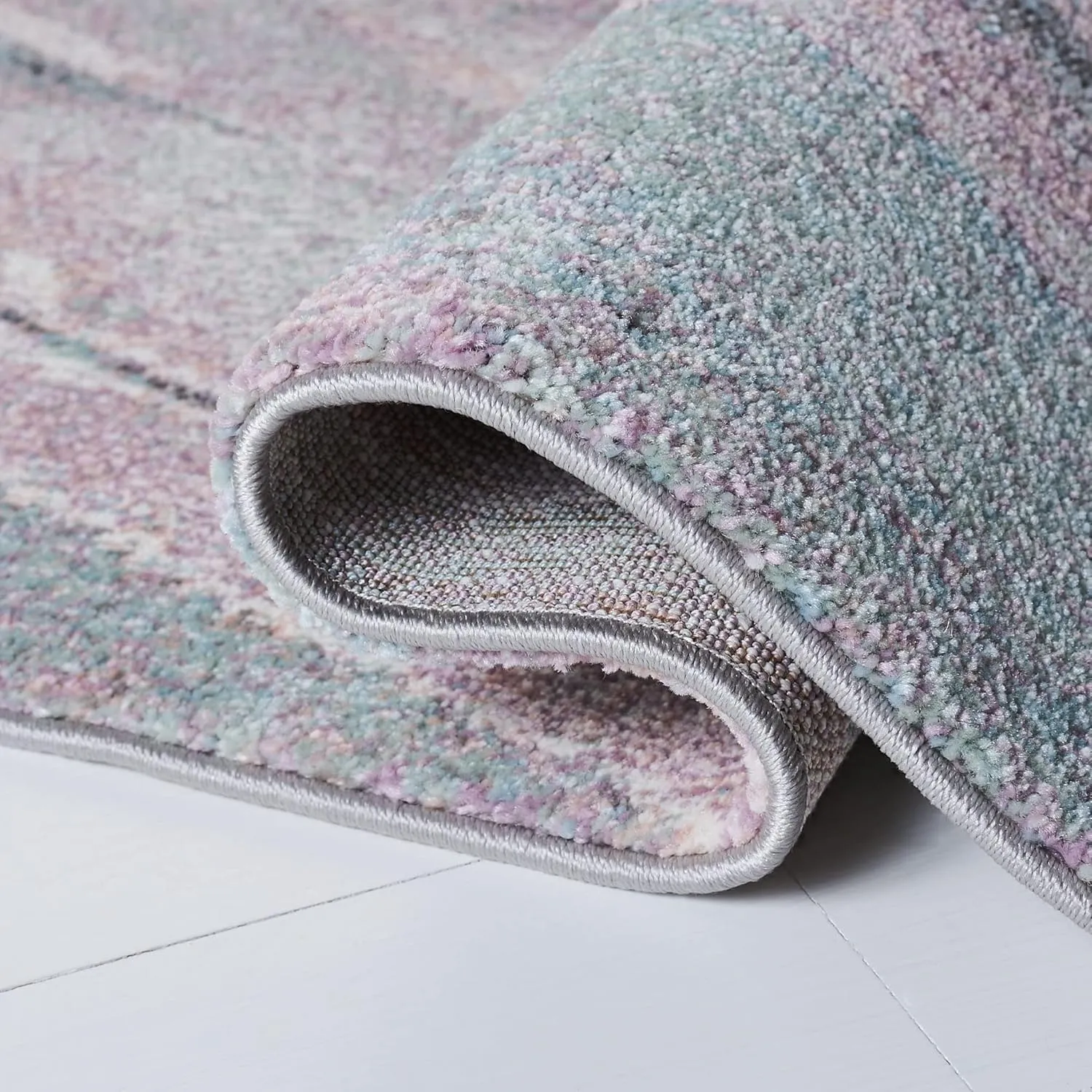 SAFAVIEH Glacier Collection 2'3" x 12' Pink / Blue GLA126U Modern Abstract Non-Shedding Living Room Bedroom Runner Rug