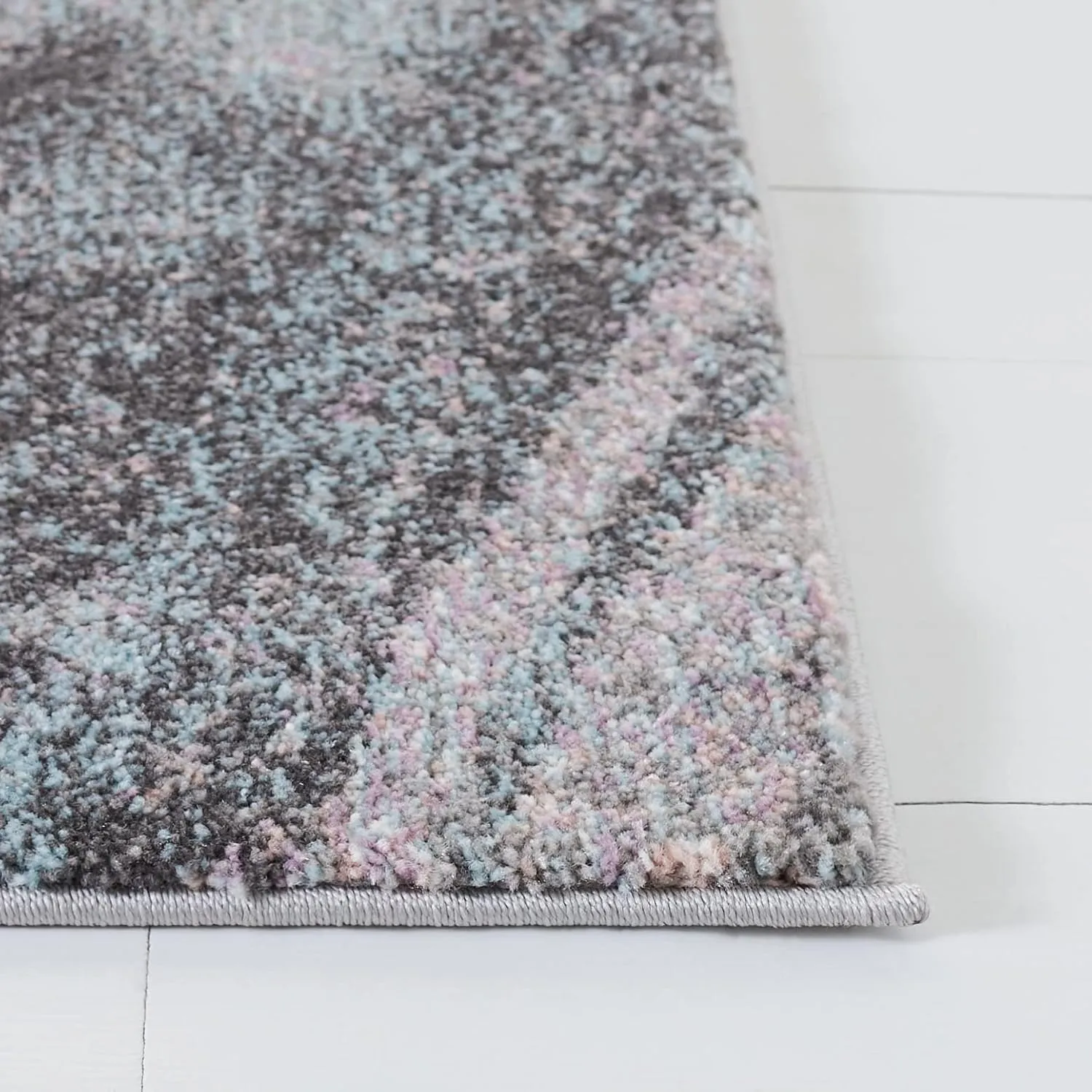 SAFAVIEH Glacier Collection 2'3" x 12' Pink / Blue GLA126U Modern Abstract Non-Shedding Living Room Bedroom Runner Rug