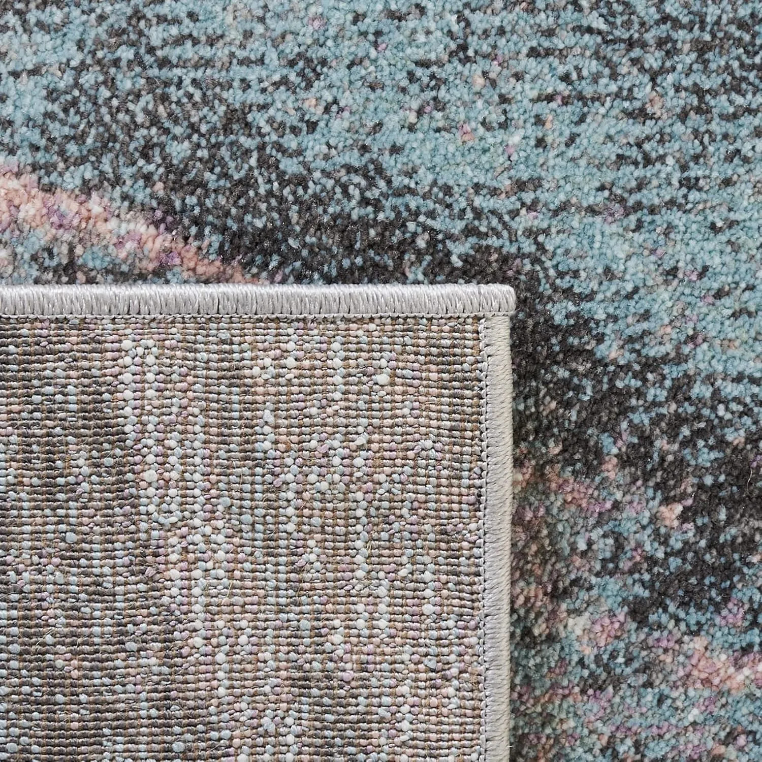 SAFAVIEH Glacier Collection 2'3" x 12' Pink / Blue GLA126U Modern Abstract Non-Shedding Living Room Bedroom Runner Rug