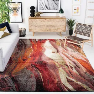 SAFAVIEH Glacier Collection Area Rug - 8' x 10', Red & Multi, Modern Abstract Design, Non-Shedding & Easy Care, Ideal for High Traffic Areas in Living Room, Bedroom (GLA126A)