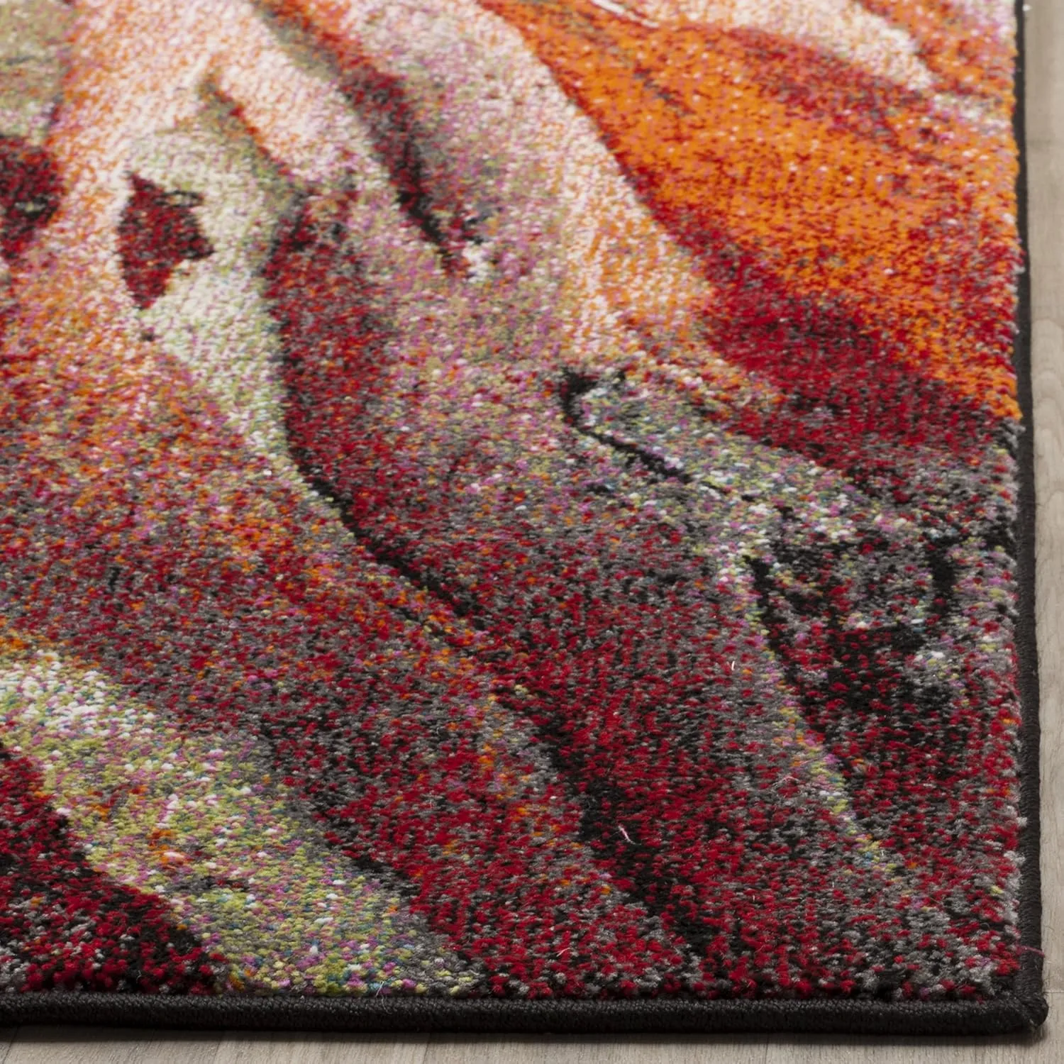 SAFAVIEH Glacier Collection Area Rug - 8' x 10', Red & Multi, Modern Abstract Design, Non-Shedding & Easy Care, Ideal for High Traffic Areas in Living Room, Bedroom (GLA126A)