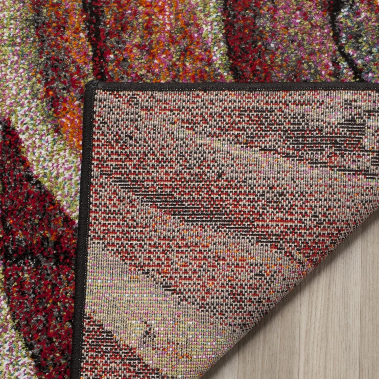 SAFAVIEH Glacier Collection Area Rug - 8' x 10', Red & Multi, Modern Abstract Design, Non-Shedding & Easy Care, Ideal for High Traffic Areas in Living Room, Bedroom (GLA126A)
