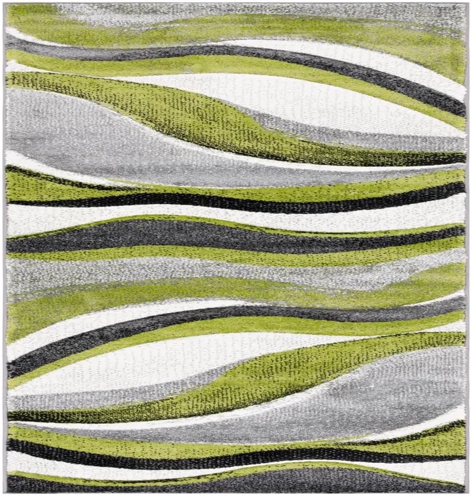 SAFAVIEH Hollywood Collection Runner Rug - 6' Runner, Grey & Green, Contemporary Design, Stain Resistant, Ideal for High Traffic Areas in Hallway, Bathroom & Kitchen (HLW766Y-26)