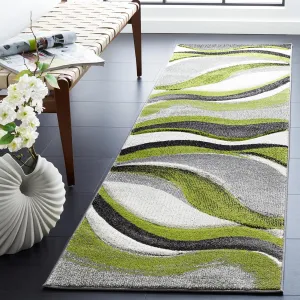 SAFAVIEH Hollywood Collection Runner Rug - 6' Runner, Grey & Green, Contemporary Design, Stain Resistant, Ideal for High Traffic Areas in Hallway, Bathroom & Kitchen (HLW766Y-26)