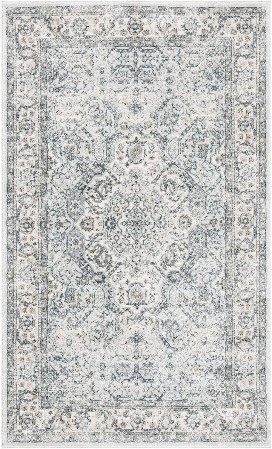 SAFAVIEH Isabella Collection Accent Rug - 2'2" x 5', Dark Grey & Cream, Oriental Design, Non-Shedding & Easy Care, Ideal for High Traffic Areas in Entryway, Living Room, Bedroom (ISA916H)