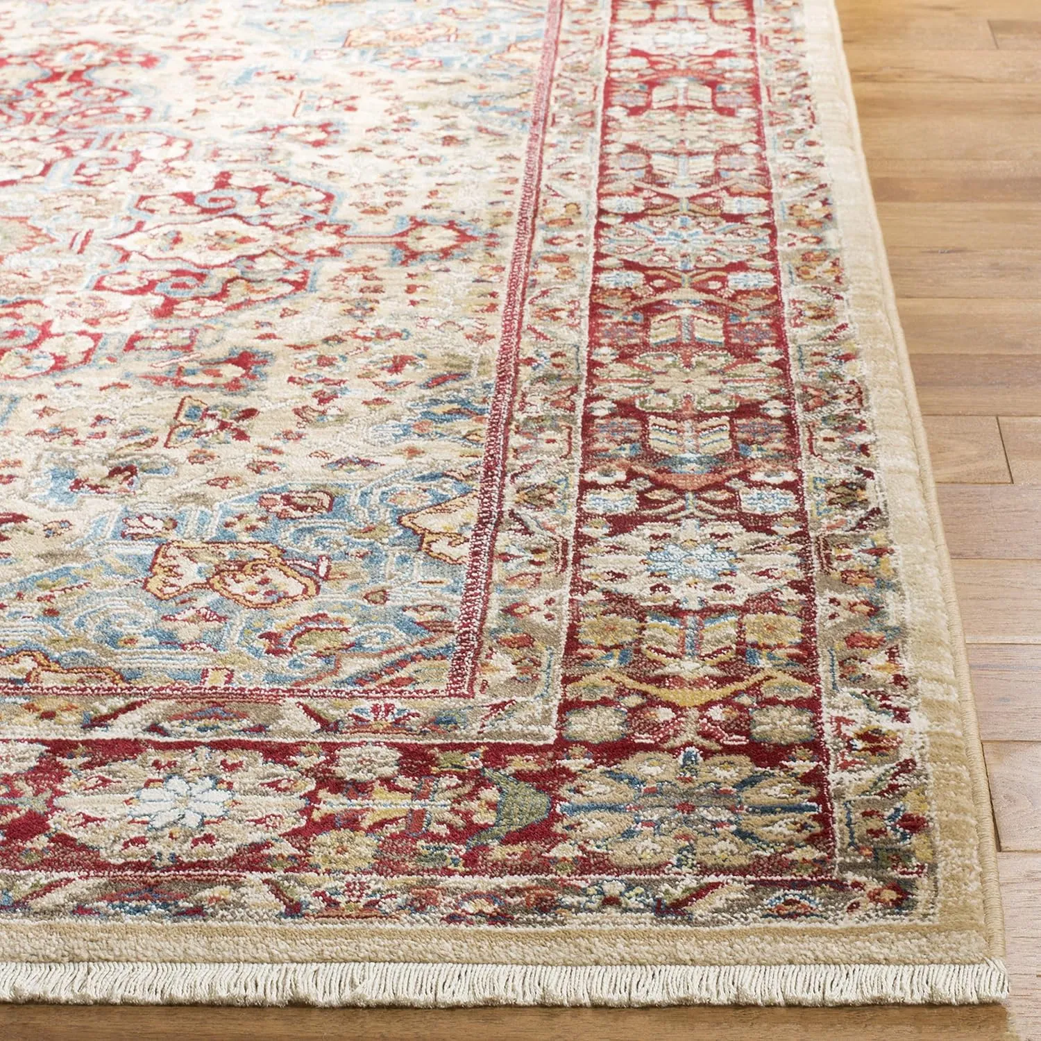 SAFAVIEH Kashan Collection Area Rug - 5'1" x 7'5", Ivory & Red, Traditional Oriental Design, Non-Shedding & Easy Care, Ideal for High Traffic Areas in Living Room, Bedroom (KSN305K)