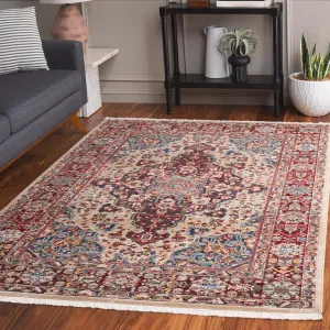 SAFAVIEH Kashan Collection Area Rug - 5'1" x 7'5", Ivory & Red, Traditional Oriental Design, Non-Shedding & Easy Care, Ideal for High Traffic Areas in Living Room, Bedroom (KSN305K)